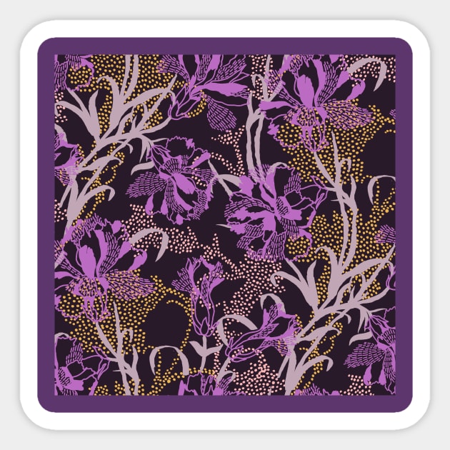 Purple Tropical Carnation Sticker by Carolina Díaz